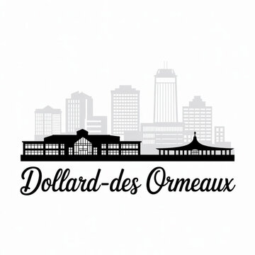 &lrm;Dollard-Des Ormeaux Quebec Skyline Silhouette &mdash; Peaceful Montreal Suburb in Canada Vector Illustration
