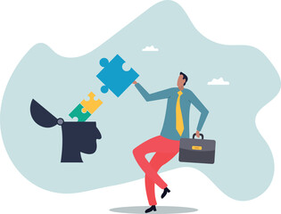 Psychology, mental health or brain cognition, mind therapy , emotion or solution to solve wellbeing problem,about a man and his life.