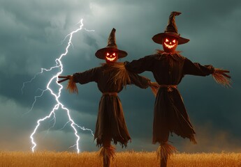 Spooky Scarecrow Halloween Night.