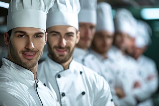 Chefs smiling together in a professional kitchen - Powered by Adobe