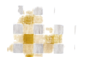 Abstract geometric pattern of white and yellow squares on a black background