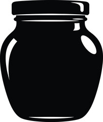 Classic Lidded Jar Silhouette Vector Icon Black and White Graphic Element for Packaging Storage and Kitchen Design