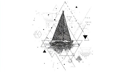 Abstract sailboat graphic design