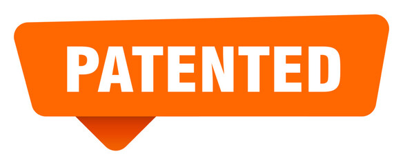 patented sticker. patented orange sign isolated on transpatent background