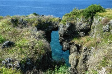 沖縄県　快晴の万座毛
