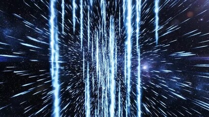 Starfield Portal Motion: Light Speed Space Jump With Luminous Lines, Cosmic Voyage Through Time And Space Warp, Energetic Galactic Bursting Tunnel