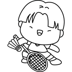 a cute vector of badminton player