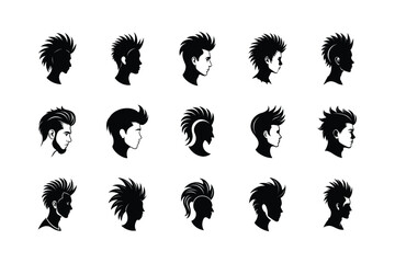 Men's Hairstyles Profile Icon Set