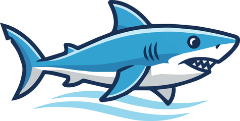 Fototapeta premium Blue Shark Illustration A Cartoon Representation of a Marine Predator in the Ocean