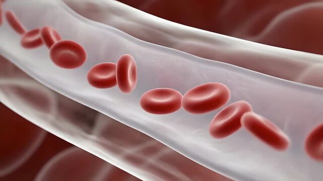 Blood Cells Flowing Through Blood Vessel - 3D Medical Animation