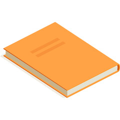 Orange Closed Hardcover Book with Light Beige Pages and Subtle Shadows on a White Transparent Background