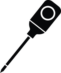 Digital Thermometer Probe Tool Icon Black Solid Glyph Vector