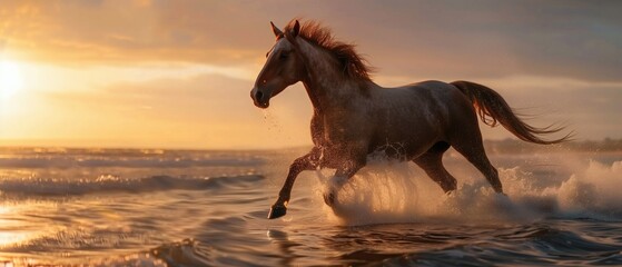 Horse Galloping on Beach