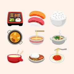 Delicious Assortment of Asian and Japanese Food Dishes