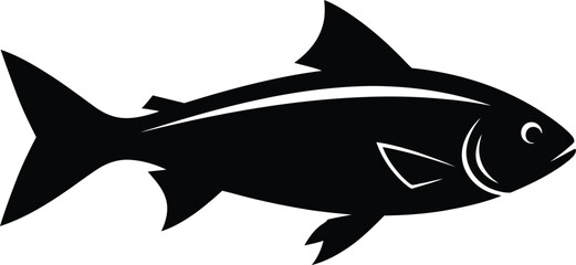 Black Fish Silhouette Icon Vector Illustration Isolated