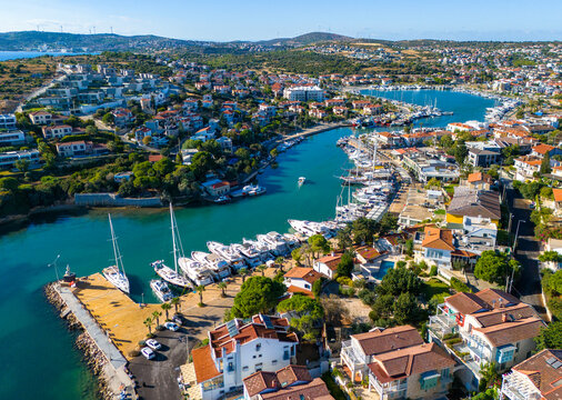 Cesme coastline drone view in Turkey