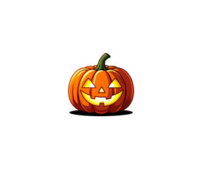 Obraz premium Set of cute Jack-o'-lantern vector icons with funny expressions