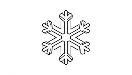 Minimalist Snowflake Illustration - Winter Season Icon in Black and White.