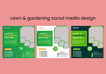 Lawn, garden, or Landscaping maintenance Service Social Media Post design, and Web square Banner Template, Agriculture farm service social media post, or Instagram banner design, web template 