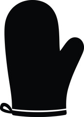 Simple black oven mitt icon kitchen glove silhouette vector graphic for cooking and baking safety symbol