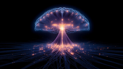 Medical Brain Cross-Section Visualization of Brainstem Neurology Research Model