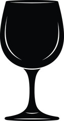Black Wine Glass Silhouette Vector Icon Isolated Stemware Symbol for Bar Menu Design