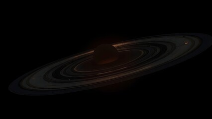 A fading solar system model with the sun dimming to black in deep space.