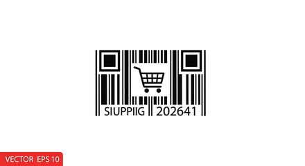Obraz premium A graphic of a barcode with a shopping cart icon and text siuppiig and the number sequence of digits ai generated