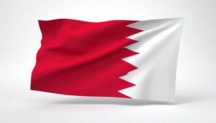 Obraz premium Generated imageBahrain national flag with red and white serrated design on pole, symbolic of heritage and Islamic tradition.
