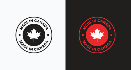 made in Canada icon set. Canadian product icon suitable for commerce business. badge, seal, sticker, logo, symbol in colored and black Variants. Isolated vector illustration