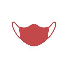 Red fabric face mask with ear loops on white background red mask fabric mask