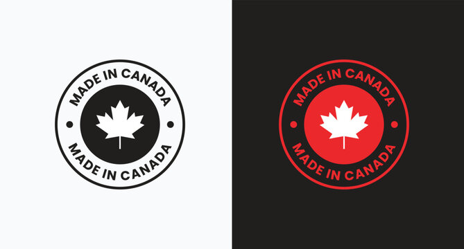 made in Canada icon set. Canadian product icon suitable for commerce business. badge, seal, sticker, logo, symbol in colored and black Variants. Isolated vector illustration