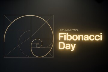Golden ratio fibonacci spiral and fibonacci day text