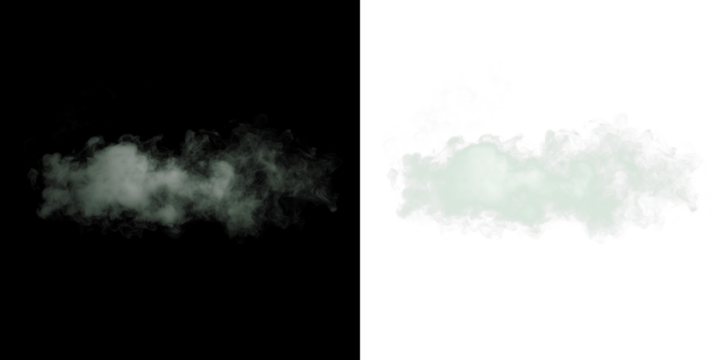 Soft green smoke overlay on contrasting black and white backgrounds, creating a mystical atmosphere for creative design projects and visual storytelling