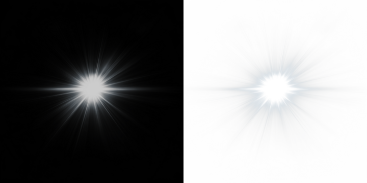 Bright light burst overlay on contrasting black and white backgrounds, creating a dynamic visual effect for creative projects and graphic design applications - Powered by Adobe