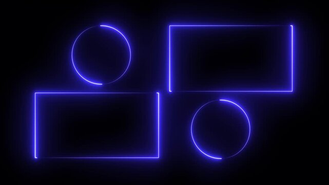 neon border frame, white glowing border, rectangles, cirlces, frame, black screen frame, border black screen, glowing frame, glowing border