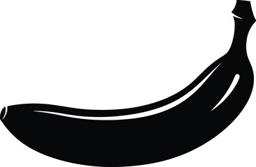 Black and White Banana Silhouette Icon Simple Minimalist Vector Illustration