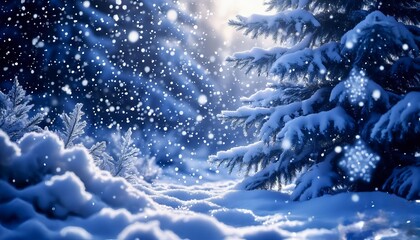 blue christmas background with snow
