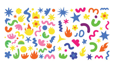 Fototapeta premium Whimsical hand-drawn abstract shapes and figures for playful designs