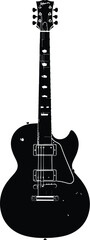 Silhouette of a black electric guitar with white background studio
