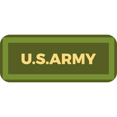 Green Rectangle With Yellow Text U.S. ARMY On Transparent Background