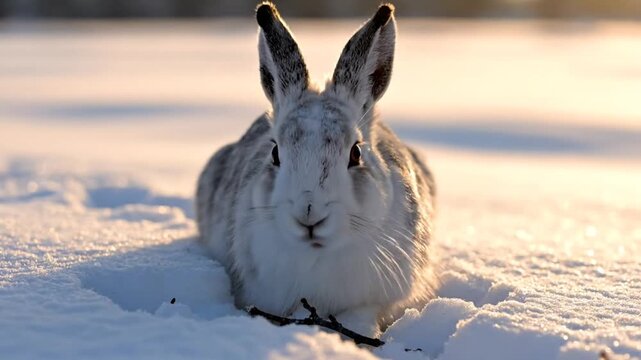 Arctic Hare in Winter Wonderland A Snowy Portrait of Wildlife.