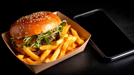 Burger and Fries Delivery Promotion Banner