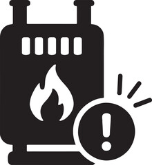 Fototapeta premium Gas leak detector glyph icon with small emergency alarm symbol for safety and hazard alert.