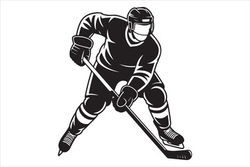 Hockey Players Silhouette Set  Sport Action Poses Vector Design