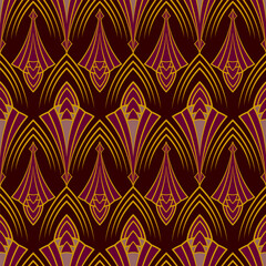 Art Deco style colorful seamless pattern. Geometric decorative texture. Vector vintage background.