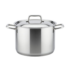Stainless steel cooking pot with lid isolated