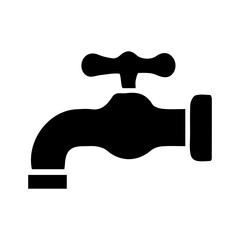 Black Silhouette Faucet Icon Representing Plumbing Water Tap for Bathroom and Kitchen Utilities