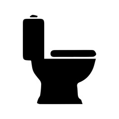 Modern Toilet Icon in Minimal Silhouette Style – Clean Restroom Fixture Illustration for Bathroom Design and Plumbing Concept
