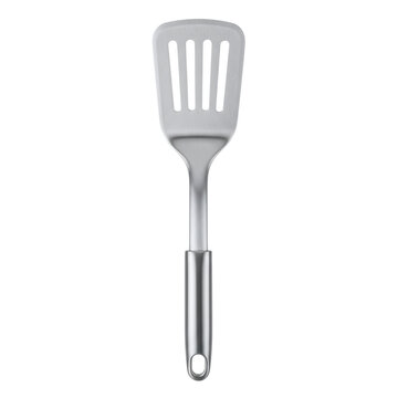 Stainless steel slotted spatula isolated